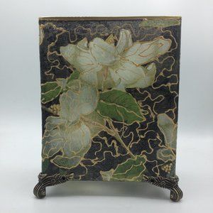 Black Magnolia on a 7x6x4 Rectangle with Metal Feet